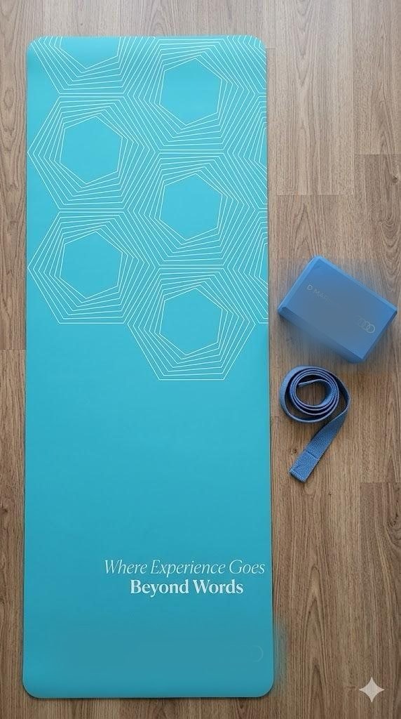 Otel ve wellness için özel baskılı mat, blok ve kemer seti
